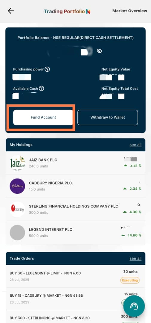 Fund account entry