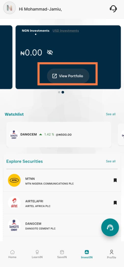 Portfolio card swipe