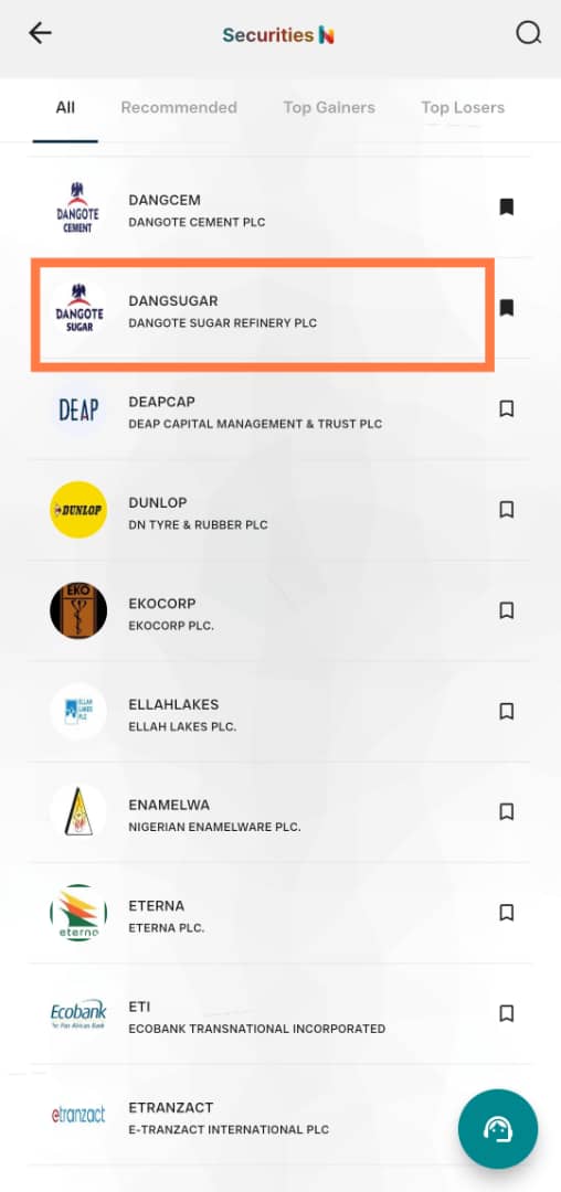 Listed companies list