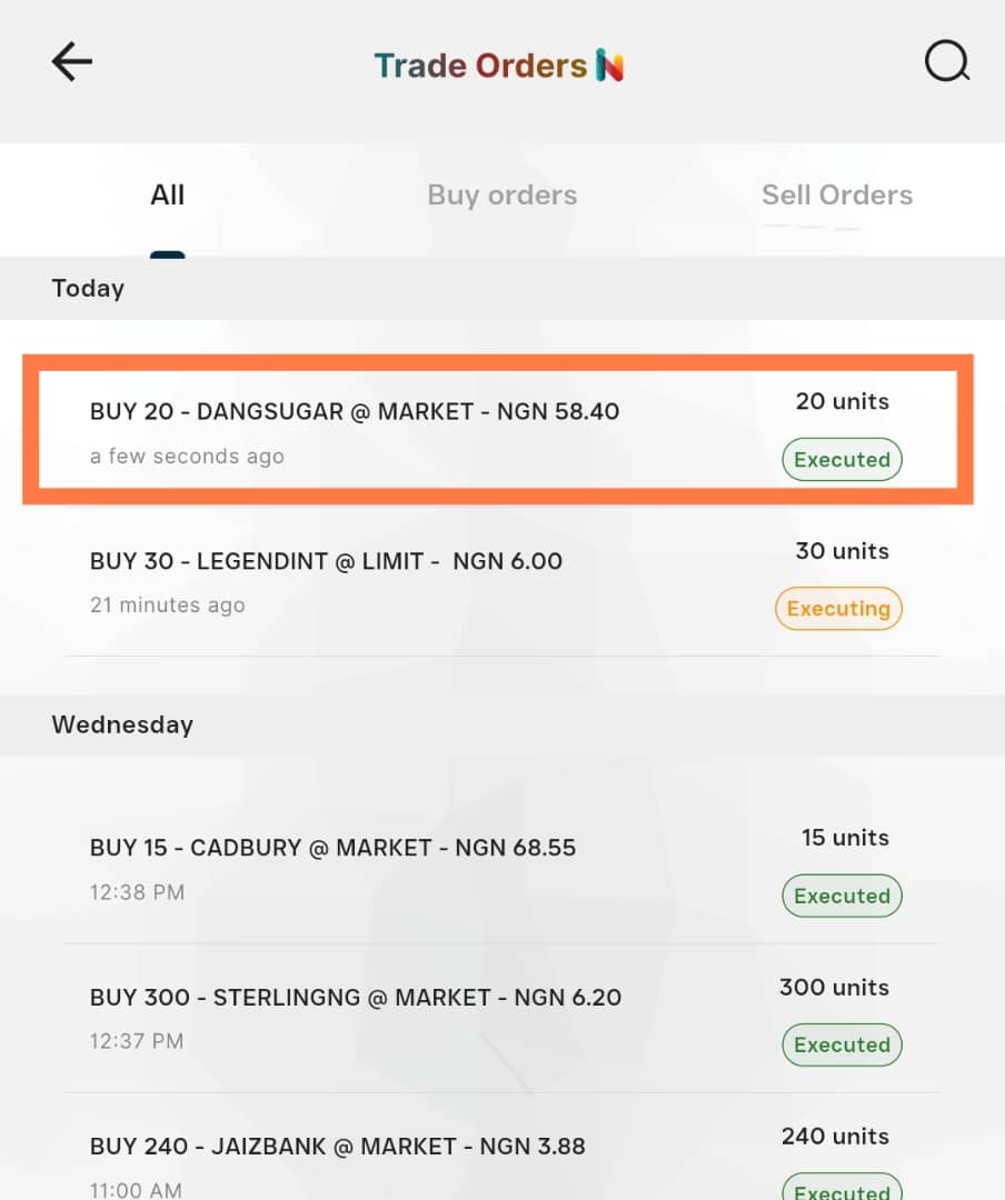 Contract note or email confirmation