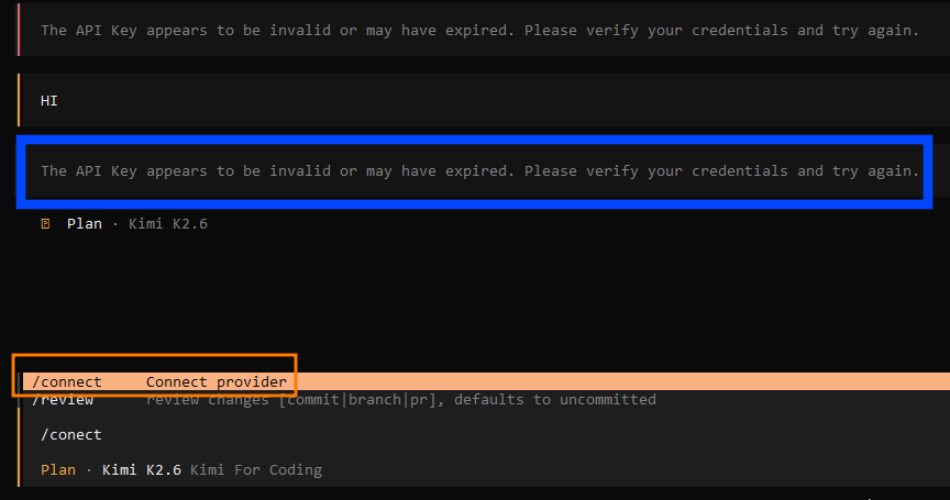 OpenCode with Kimi Coding provider: “The API Key appears to be invalid or may have expired”
